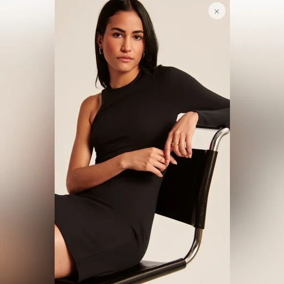 ABERCROMBIE Asymmetrical One-Shoulder Ponte Mini Dress NWT - Picture 7 of 9
